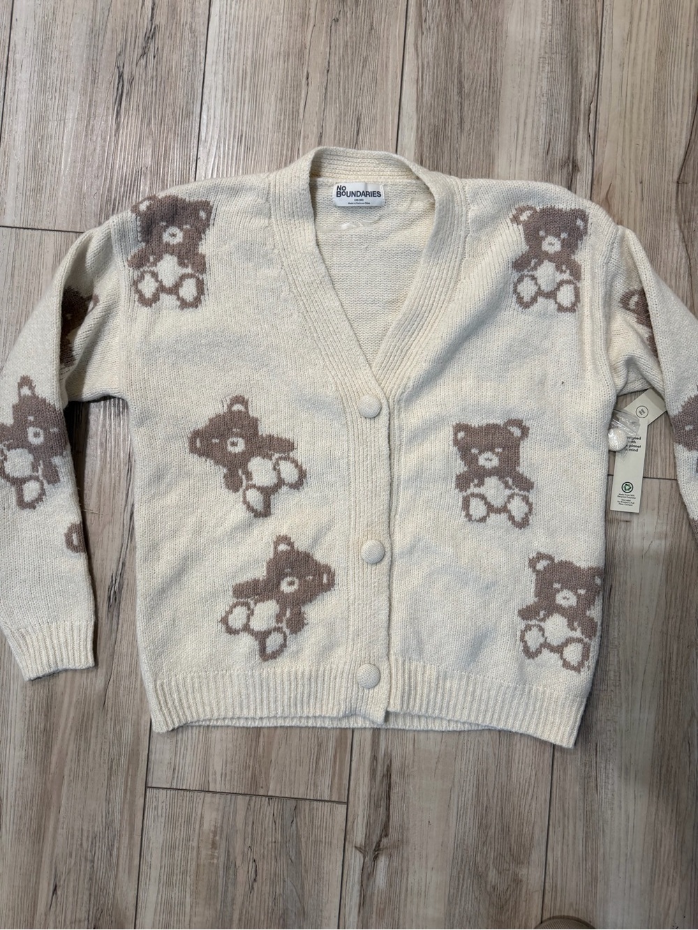 No Boundaries Cream Cardigan with Brown Teddy Knit